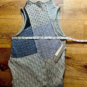 Anthropologie Gray Knit Top patchwork Asymmetric